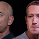 Two of the four tech giants set to testify today: Jeff Bezos of Amazon and Mark Zuckerberg of Facebook. (Tim Cook of Apple and Sundar Pichai of Alphabet/Google not pictured.)